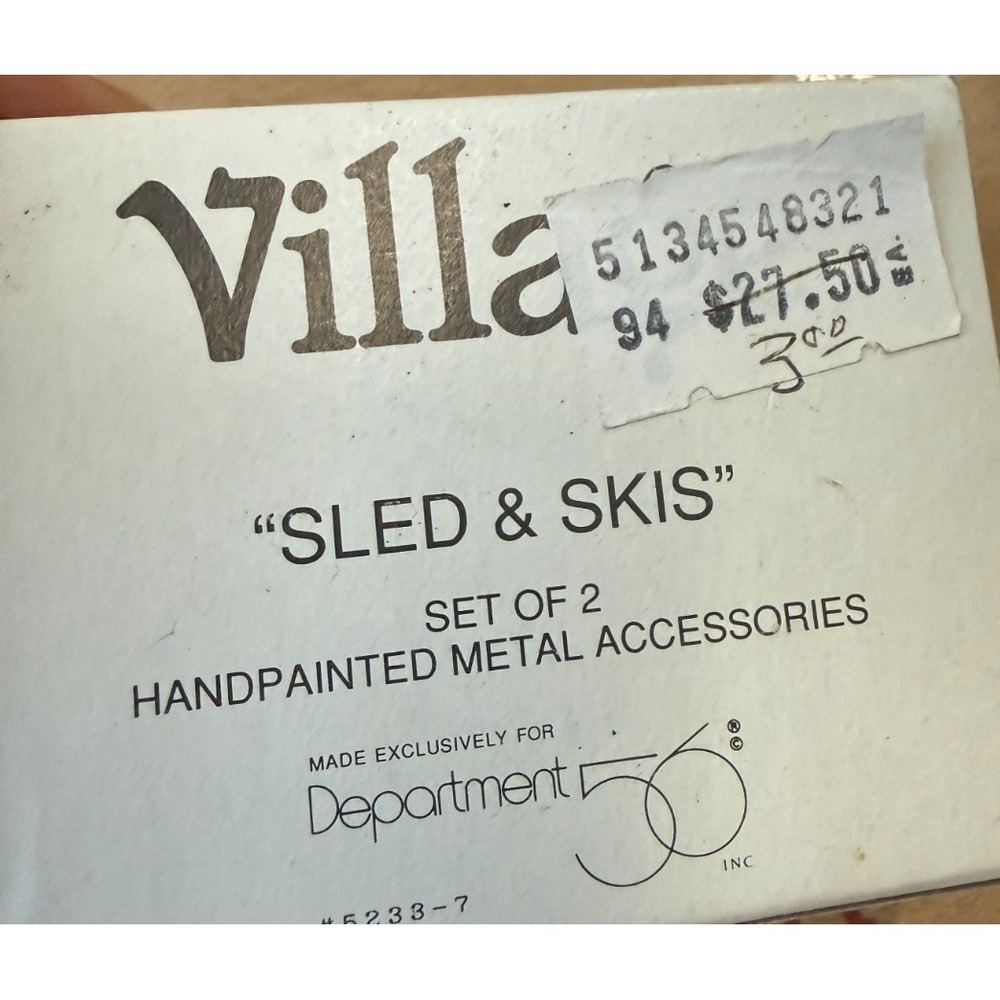 Department 56 Village Accessories Sled & Skis Set‎ of 2 Metal Accessories